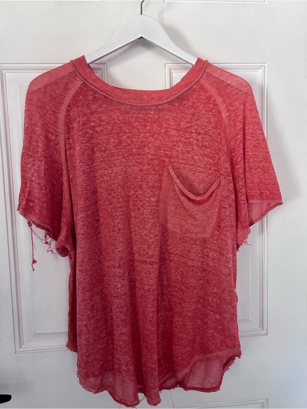 We The Free Washed Red Short Sleeve Pocket Tee